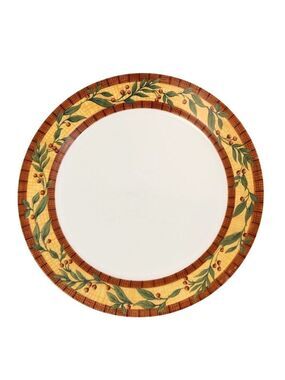 Corelle By Corning Dinner Plate Spiceberry Pattern Green & Brown Trim 10.25" Mic